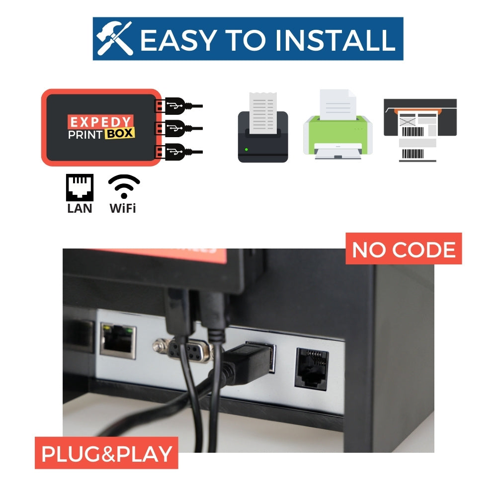 Cloud API USB Ethernet Printer Adapter