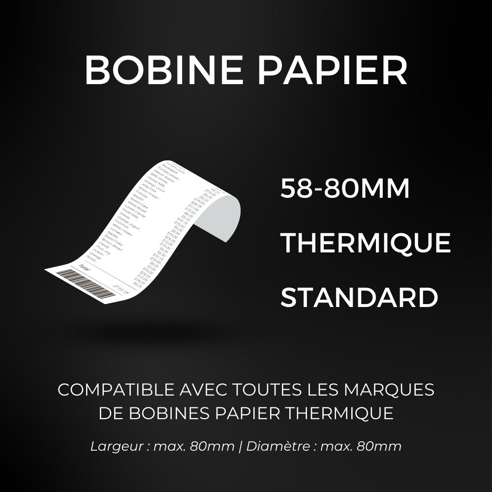Bobine de papier thermique 80 mm
