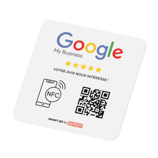Placa de reseña de Google Avis – Código QR RFID NFC sin contacto – 12x12 cm – NPGG12